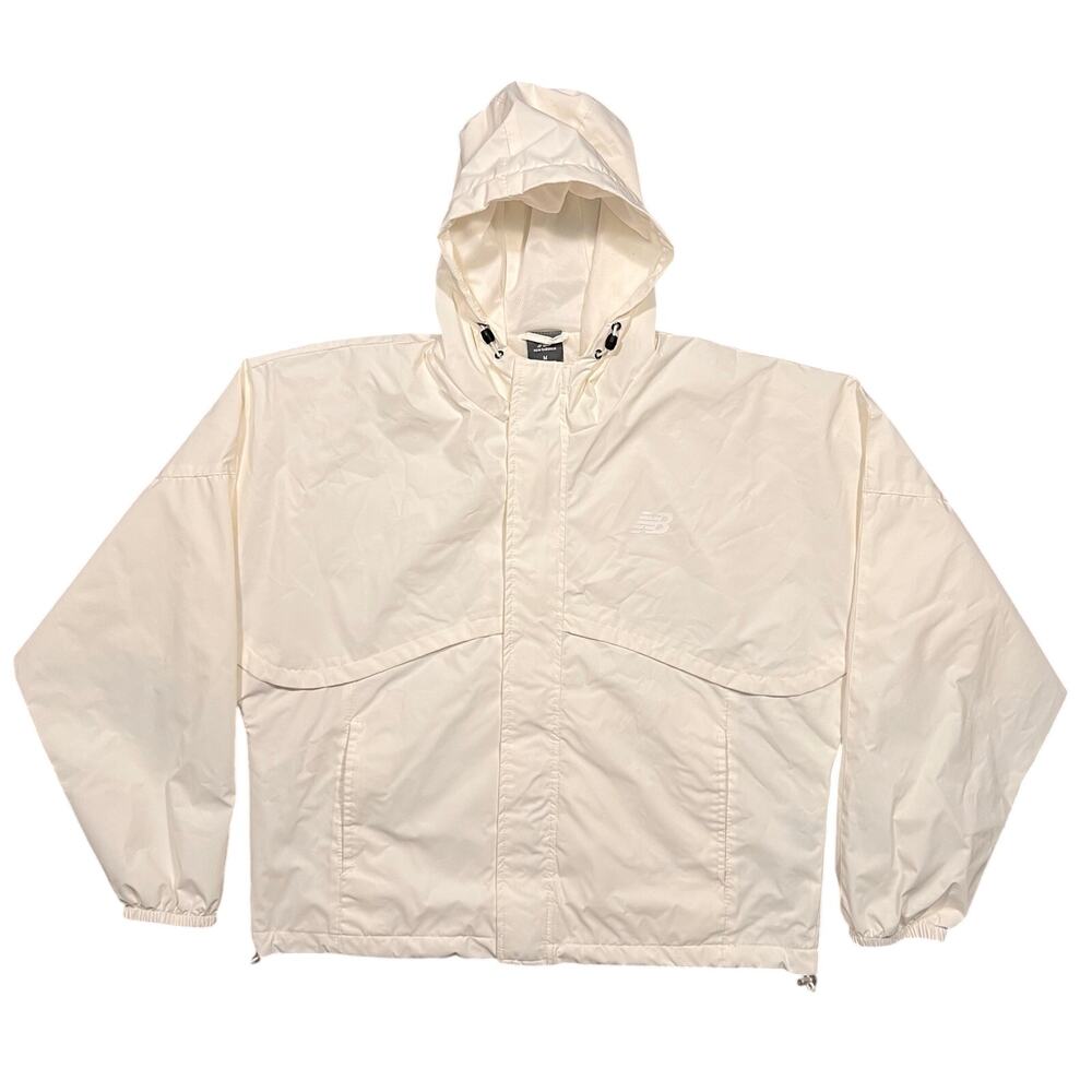 New Balance White Poly Vented Windbreaker Jacket Womens Size Medium